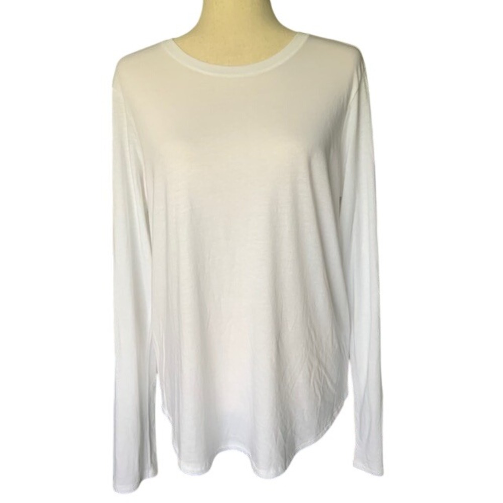 NWT Vince White Long Sleeve T-Shirt L Pima Cotton Modal Quiet Luxury Minimalist